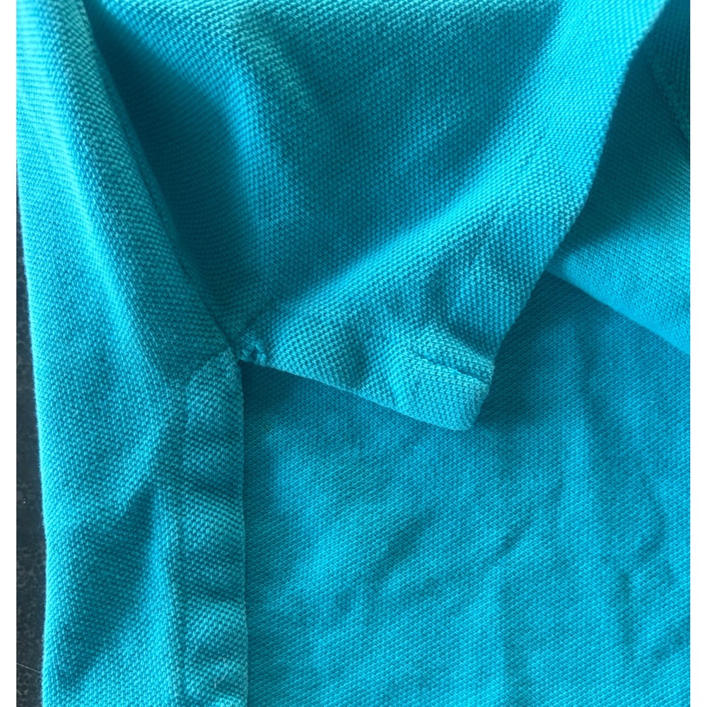 Vintage Polo Ralph Lauren Mens Turquoise Blue Pique Polo Shirt Made in USA Med - Picture 5 of 9